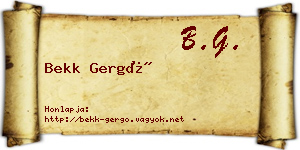 Bekk Gergő névjegykártya