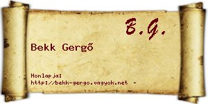 Bekk Gergő névjegykártya